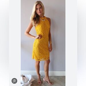Umgee Yellow Lace Mini Dress